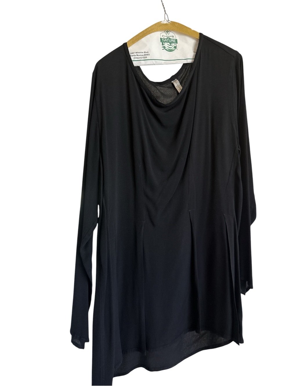 Black Draped Long-Sleeve Women's Top - Handwritten by Tanya Sarne